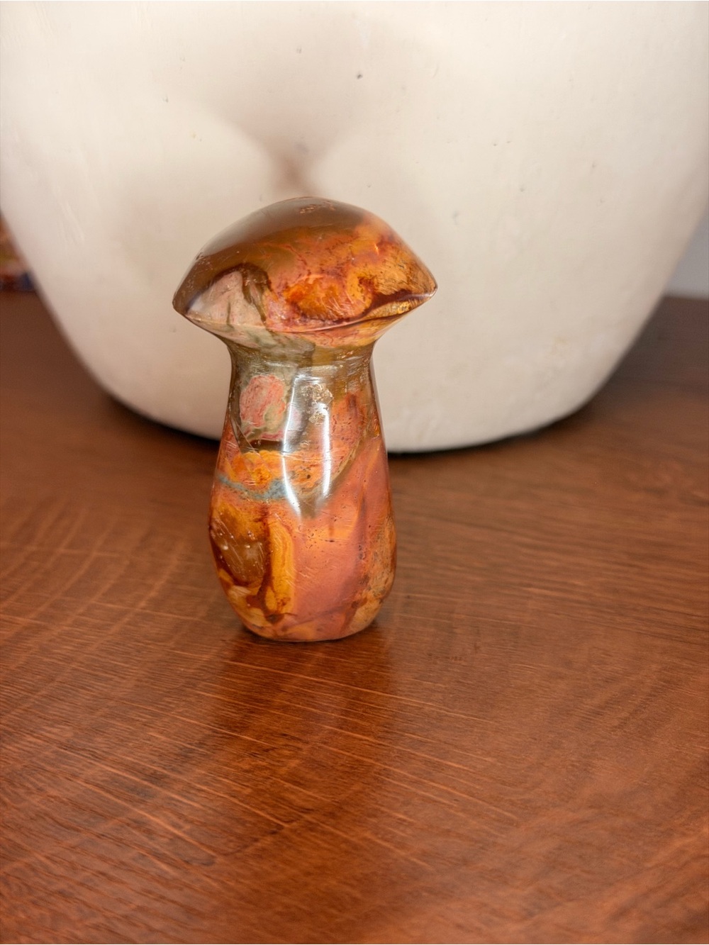Polished Banded Agate Mushroom Sculpture - Brown and Orange - Picture 2 of 4